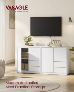 Dulap de depozitare cu 3 usi Kailyn, Alb, 70x40x74.5 cm - Img 2