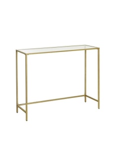 Edzett üveg konzolasztal 1 polcos, Vasagle, LGT26G, Arany, 35x100x80 cm