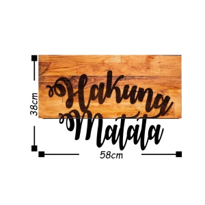 Fa és fém kép Hakuna, dió, 58x38 cm - Img 3