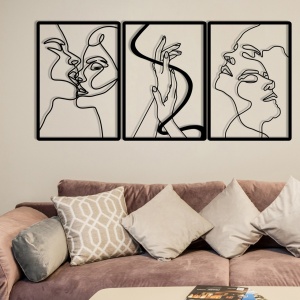 Fém fali dekoráció, The Unity Of Love, fekete, 109x50 cm