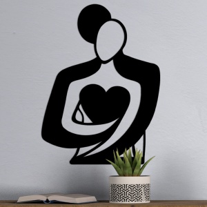 Fém fali kép Love, fekete, 70x0.15x52 cm