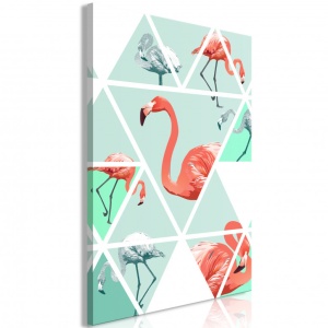 Festmény Geometric Flamingos (1 részes) Függőleges, 60x90 cm