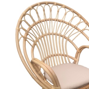 Fotel párnákkal, Boloni, natúr rattan, bézs, 100x67x120 cm - Img 3