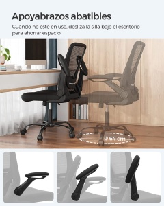 Irodai szék Songmics, fekete, 66x60x(99-107) cm