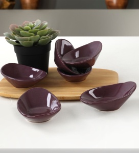 Kerámia szószos tál szett, Mayd200, lila, 12x7.9x3 cm, 6 db-os