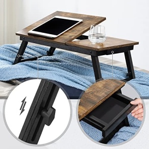 Laptop asztalka Songmics, fekete, 55x35x23 cm - Img 4