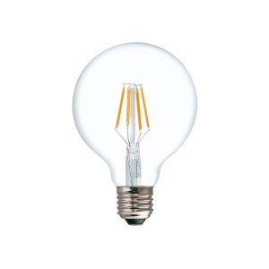LED izzó, G80, 4W, E27, 3000K, 200-220V, átlátszó, 8x8x12 cm