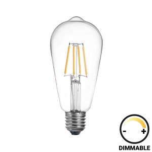LED izzó, ST64, dimmelhető, 4W, E27, átlátszó, 6.4x6.4x14.7 cm