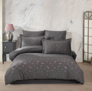 Lenjerie Ivonne Gri (Bumbac 100% Poplin brodat) 6 piese