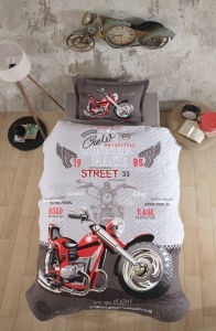 Lenjerie si Cuvertura 1 Persoana, pentru copii, Street King Gri (Bumbac 100%)