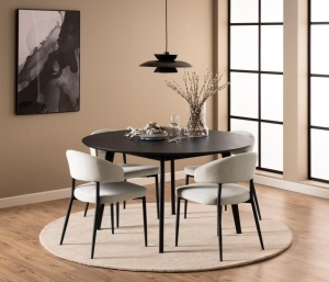 Masa dining Roxby, Negru, 76x140x140 cm - Img 4