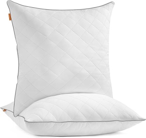 Megfordítható nyári-téli párna szett, Songmics, 100% poliészter, fehér, 80x80x18 cm, 2 db-os