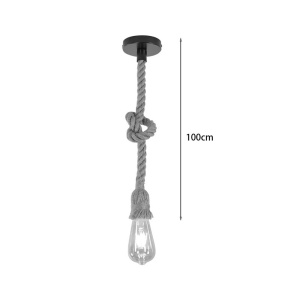 Mennyezeti lámpa, Ropily, fém/natúr/juta, 100 cm - Img 2
