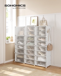 Moduláris cipőtároló, Songmics, fehér, 124.4x31.2x124.6 cm