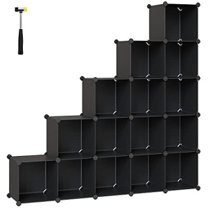 Moduláris tárolókocka szett 15 db, műanyag, Songmics, fekete, 123x31x123 cm - Img 2