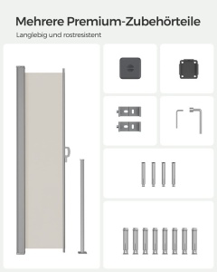 Oldalsó napellenző, Songmics, bézs, 180 x 350 cm - Img 4