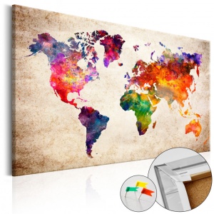 Parafa kép Colourful Universe [Cork Map], 120x80 cm