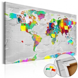 Parafa kép Maps: Colourful Finesse [Cork Map], 120x80 cm
