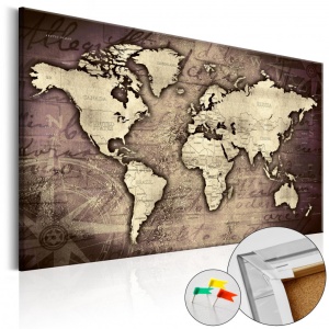 Parafa kép Precious World [Cork Map], 120x80 cm