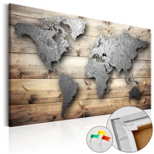 Parafa kép Silver World [Cork Map], 60x40 cm