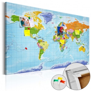 Parafa kép World Map: Countries Flags [Cork Map], 90x60 cm