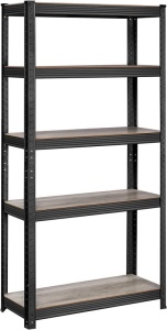 Polc 5 szintes, Songmics, 30 x 75 x 150 cm, fekete, GLR030B11