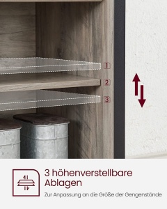 Polc, Vasagle, szürke-fekete, 100x33x80 cm - Img 6