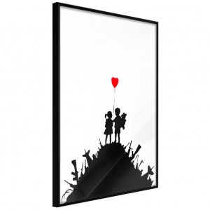 Poszter fekete kerettel, ""Banksy: Kids on Guns"", 30x45 cm