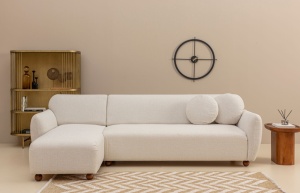 Sarokkanapé, Eddy, fehér, 273x162x86 cm