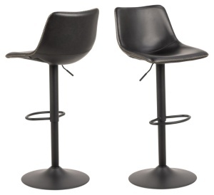 Scaun de bar I_Oregon, Negru, 110x47x51 cm - Img 3