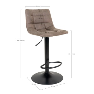 Scaun de bar tapitat Middelfart, Maro, 45x43x88/108 cm - Img 3