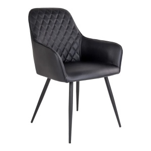 Scaun dining Harbo, Negru, 65x57x87 cm, Piele ecologica - Img 5