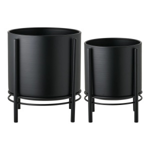 Set 2 piese Ghiveciuri de flori, Negru, 25x25x29 cm - Img 4