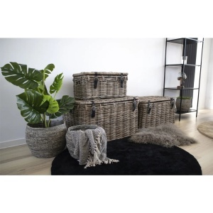 Set 3 piese Cufere depozitare Depok, Gri, 81x51x48 cm - Img 3