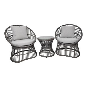 Set 3 piese Mobilier terasa Natal, Gri, 64x48x76 cm - Img 4