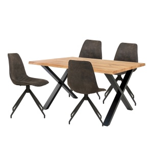 Set 5 piese Masa dining si scaune Toulon and Monaco, Maro, 140x56x95 cm - Img 2