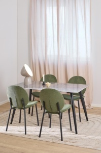 Set 5 piese Masa dining si Scaune Wicklow V3, Gri, 75x140x80 cm