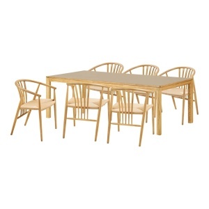 Set 7 piese Masa dining si scaune Bowen and Agustin, Natural, 100x57x75 cm - Img 4