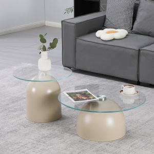 Set masute de cafea, 2 buc, Barel, Pako, Cappuccino 70x70x43 cm