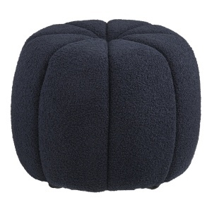 Taburet circular Paisley, Albastru inchis, 48x48x38 cm - Img 4