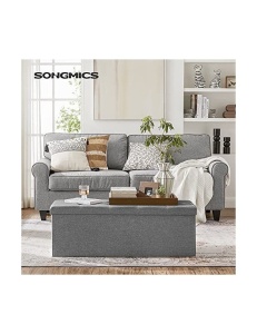 Tárolós pad, Songmics, LSF77G, szürke, 110x38x38 cm, 120 L - Img 2