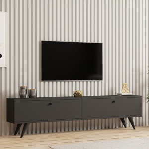TV-szekrény, Jate, Sötétszürke, 160x25x40 cm - Img 2