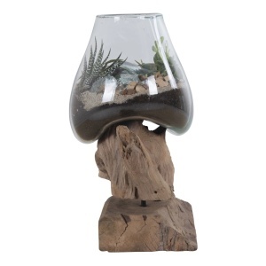 Vaza sculptata decorativa Waterdrop, Natural, 15x18x25 cm - Img 4