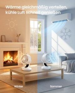 Ventilátor, Songmics Island, fehér, 25x26x38.4 cm - Img 6