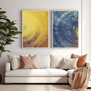 2 darabos fali kép szett, Yeloblu, többszínű, 33x1.5x48 cm