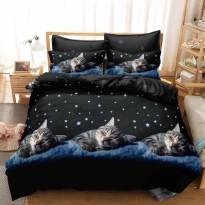 3D ágyneműhuzat-garnitúra 6 részes, Black cat, finom pamut (flanel)