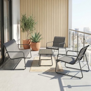 4 darabos kerti szett, Veranda, antracit, 110x74x75 cm