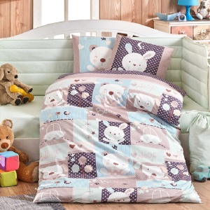 Ágyneműhuzat, Bebe Snoopy, menta, Pamut poplin