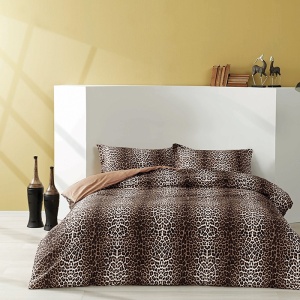 Ágyneműhuzat Leopard, barna (deluxe szatén)
