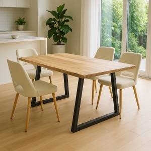 Asztal Boho Miles Slim, Pako World, akácfa, 3.7 cm vastagságú, natúr, 160x90x76 cm - Img 2